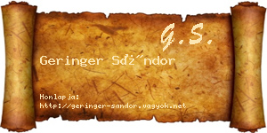 Geringer Sándor névjegykártya