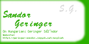 sandor geringer business card